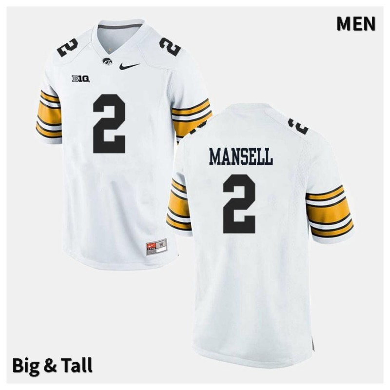 Men's Iowa Hawkeyes NCAA #2 Peyton Mansell White Authentic Nike Big & Tall Alumni Stitched College Football Jersey PT34N11KB